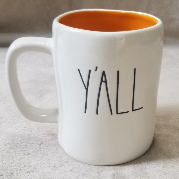 Rae Dunn Fall Y'all Double Sided Mug. Autumn. White with Orange Interior. NWT. - Picture 3 of 5
